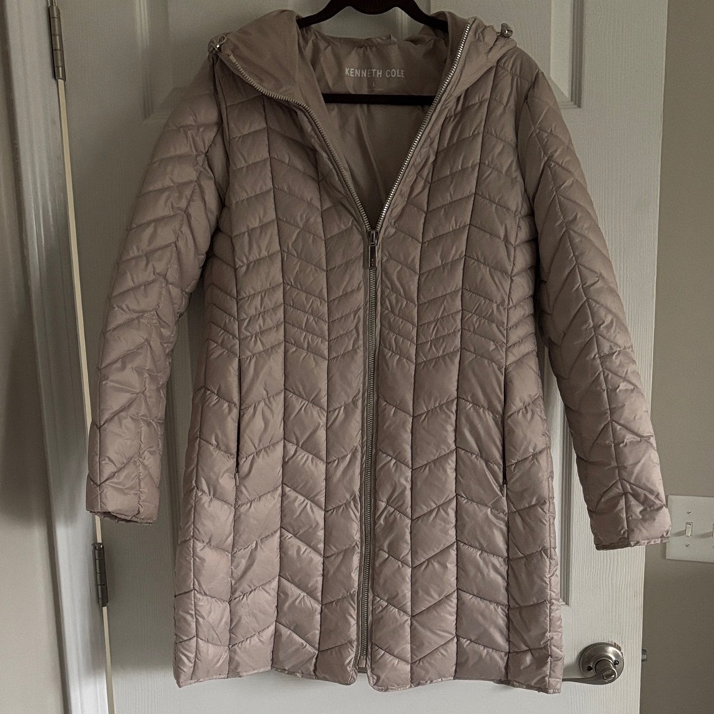 Kenneth Cole Light Taupe Puffer Coat